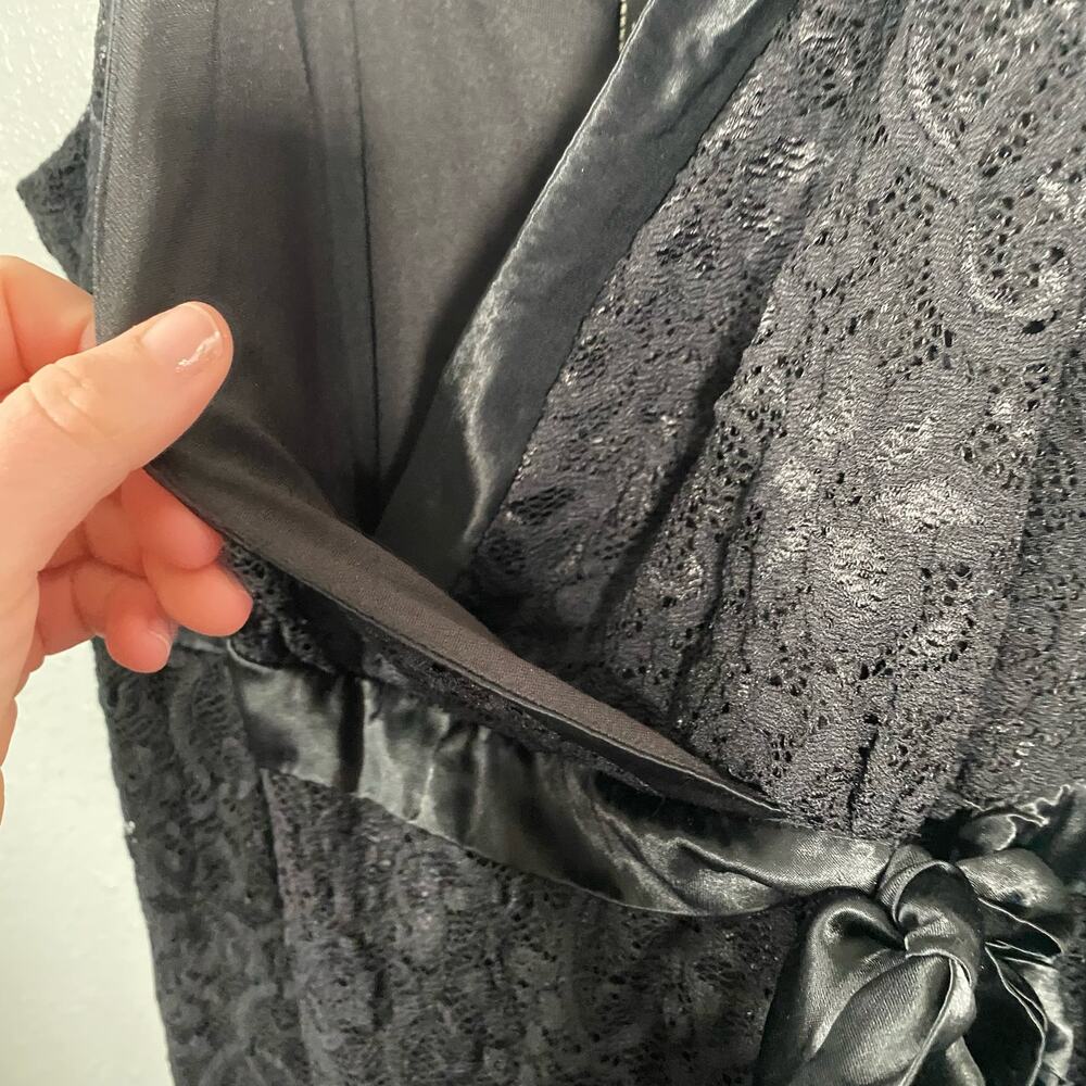 Lane Bryant Womens Plus 24 3XL Little Black Dress Tank Lace Tie Floral Nigh Out - Picture 3 of 7